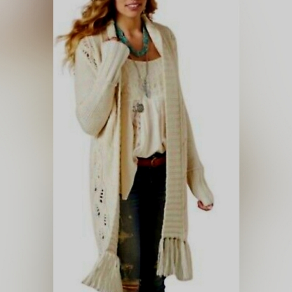 American Eagle Outfitters Women's Open Front Cardigan Wool Off-White,Medium Size - Picture 2 of 13